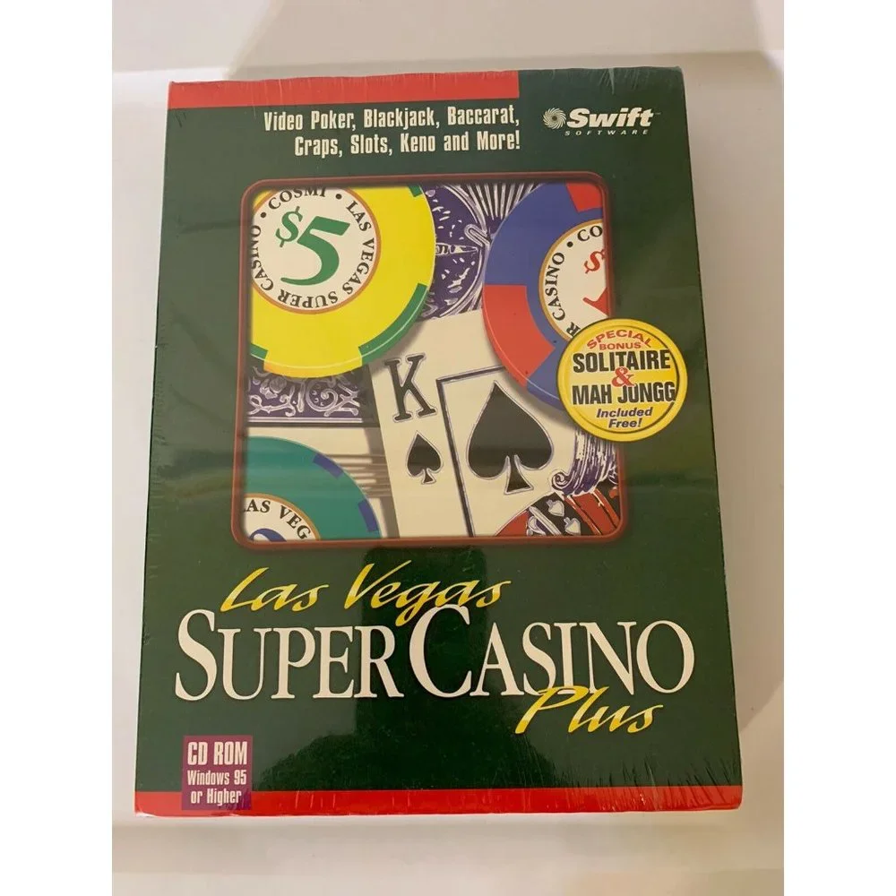 New LAS VEGAS SUPER CASINO PLUS - PC CD-ROM for WINDOWS 95 by COSMI/SWIFT (1997)